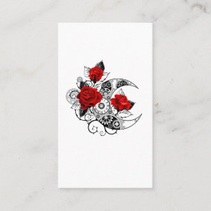 Mechanical Crescent with Red Roses Discount Card