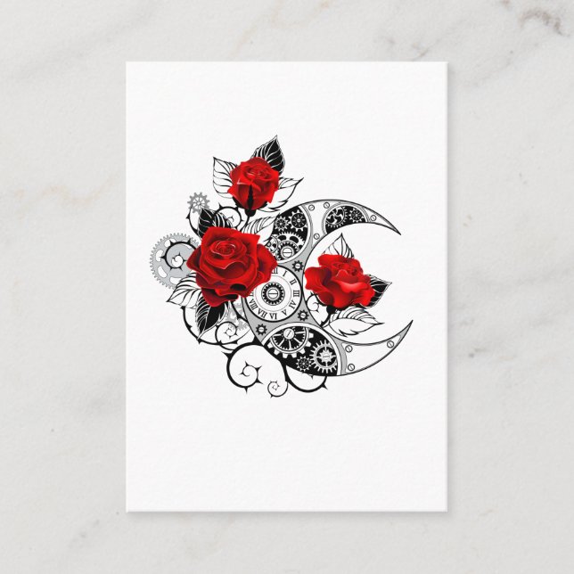 Mechanical Crescent with Red Roses Discount Card (Front)