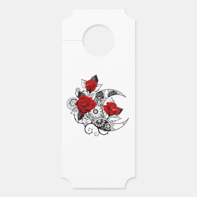 Mechanical Crescent with Red Roses Door Hanger (Front)