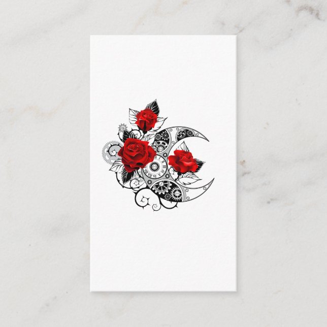 Mechanical Crescent with Red Roses Enclosure Card (Front)