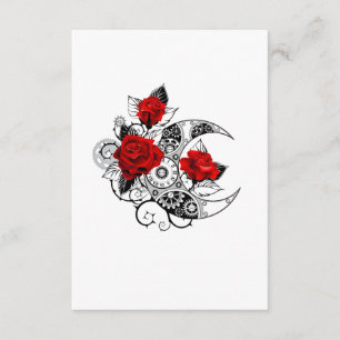 Mechanical Crescent with Red Roses Enclosure Card