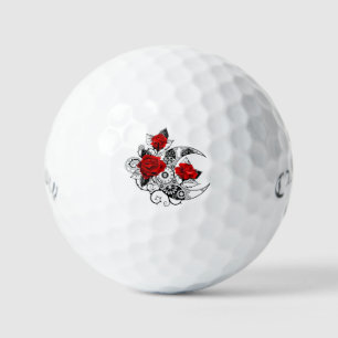 Mechanical Crescent with Red Roses Golf Balls