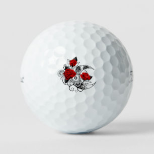 Mechanical Crescent with Red Roses Golf Balls