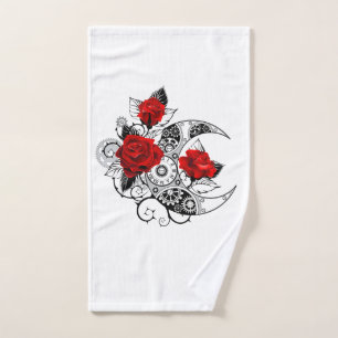 Mechanical Crescent with Red Roses Hand Towel