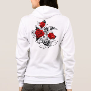 Mechanical Crescent with Red Roses Hoodie