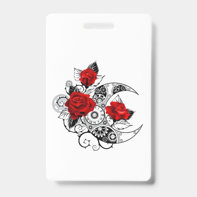 Mechanical Crescent with Red Roses ID Badge (Front)