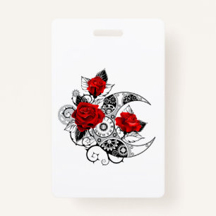Mechanical Crescent with Red Roses ID Badge