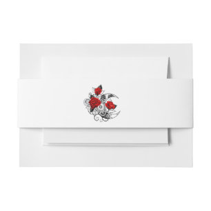 Mechanical Crescent with Red Roses Invitation Belly Band