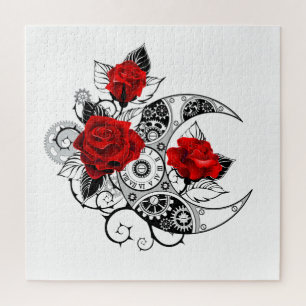 Mechanical Crescent with Red Roses Jigsaw Puzzle