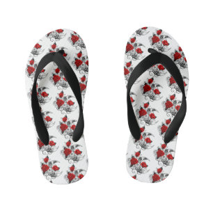 Mechanical Crescent with Red Roses Kid's Jandals