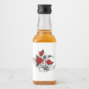 Mechanical Crescent with Red Roses Liquor Bottle Label