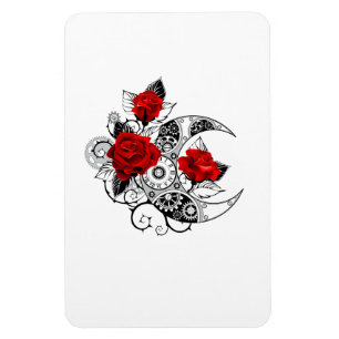 Mechanical Crescent with Red Roses Magnet