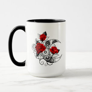 Mechanical Crescent with Red Roses Mug