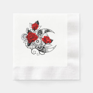 Mechanical Crescent with Red Roses Napkin