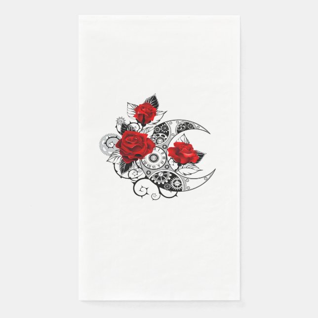 Mechanical Crescent with Red Roses Napkin (Front)