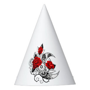 Mechanical Crescent with Red Roses Party Hat