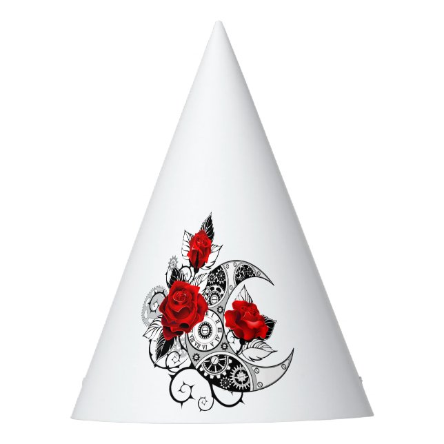 Mechanical Crescent with Red Roses Party Hat (Front)