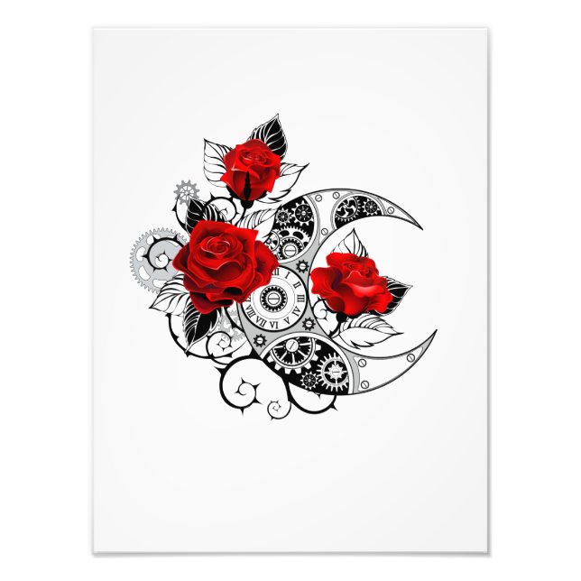 Mechanical Crescent with Red Roses Photo Print (Front)