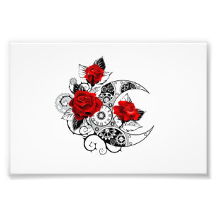 Mechanical Crescent with Red Roses Photo Print