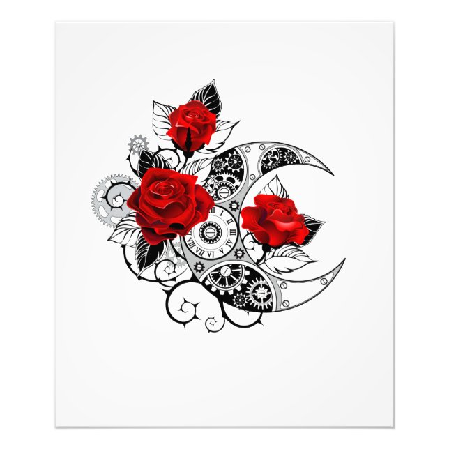 Mechanical Crescent with Red Roses Photo Print (Front)