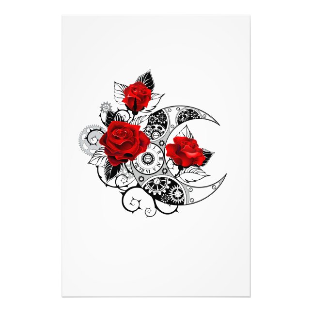 Mechanical Crescent with Red Roses Photo Print (Front)