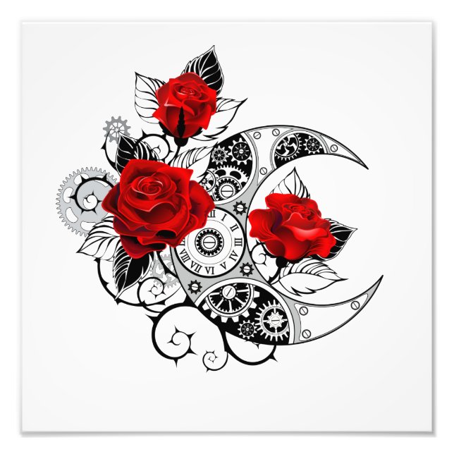 Mechanical Crescent with Red Roses Photo Print (Front)