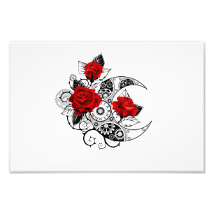 Mechanical Crescent with Red Roses Photo Print