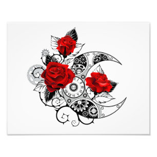 Mechanical Crescent with Red Roses Photo Print