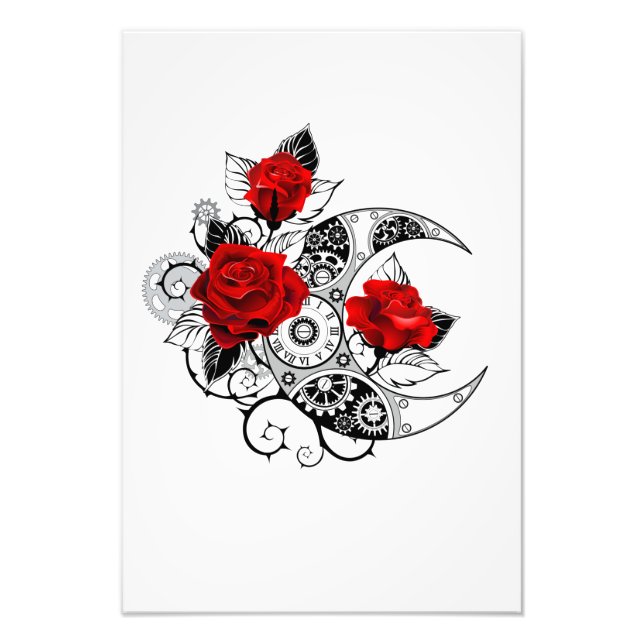 Mechanical Crescent with Red Roses Photo Print (Front)