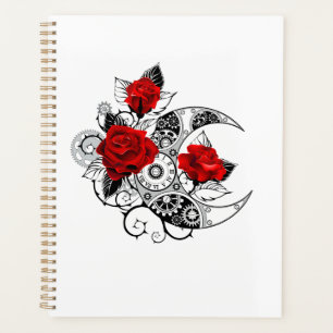 Mechanical Crescent with Red Roses Planner