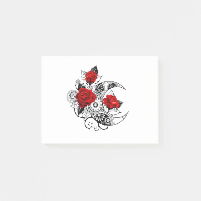 Mechanical Crescent with Red Roses Post-it Notes (Front)