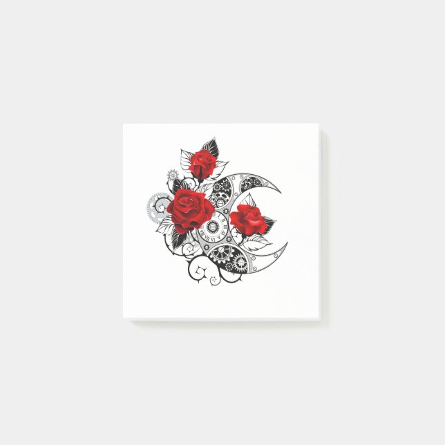 Mechanical Crescent with Red Roses Post-it Notes (Front)