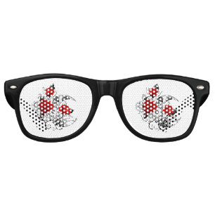 Mechanical Crescent with Red Roses Retro Sunglasses