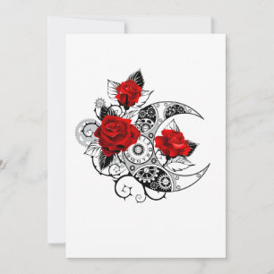 Mechanical Crescent with Red Roses Save The Date