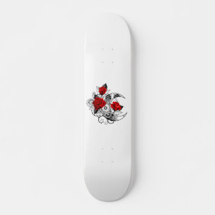Mechanical Crescent with Red Roses Skateboard