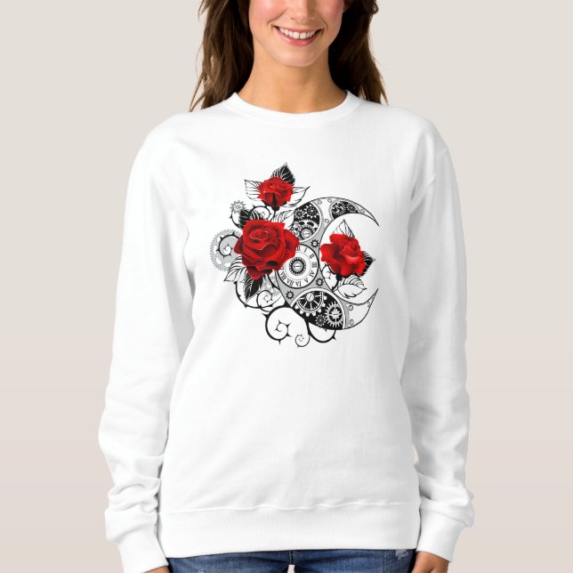 Mechanical Crescent with Red Roses Sweatshirt (Front)
