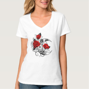 Mechanical Crescent with Red Roses T-Shirt