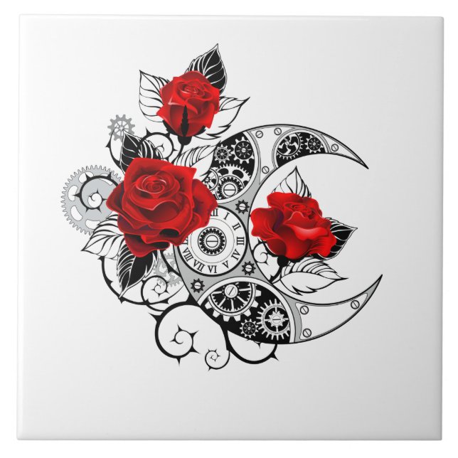 Mechanical Crescent with Red Roses Tile (Front)