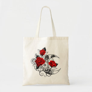 Mechanical Crescent with Red Roses Tote Bag