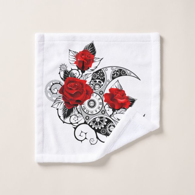 Mechanical Crescent with Red Roses Wash Cloth (Wash Cloth)