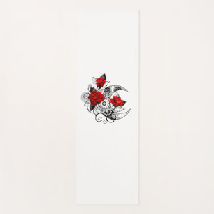 Mechanical Crescent with Red Roses Yoga Mat