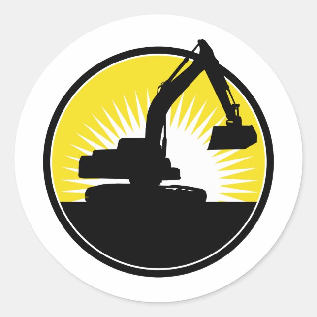 mechanical digger excavator classic round sticker (Front)