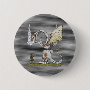 Mechanical Dragon 6 Cm Round Badge
