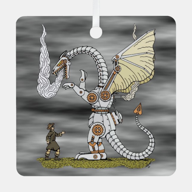 Mechanical Dragon Metal Tree Decoration (Front)