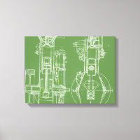 MECHANICAL DRAWING VINTAGE BLUEPRINT WHITE CUSTOM