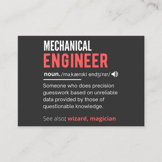 Mechanical ENGINEER Business Card (Front)