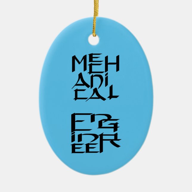 Mechanical Engineer Character Ceramic Tree Decoration (Front)