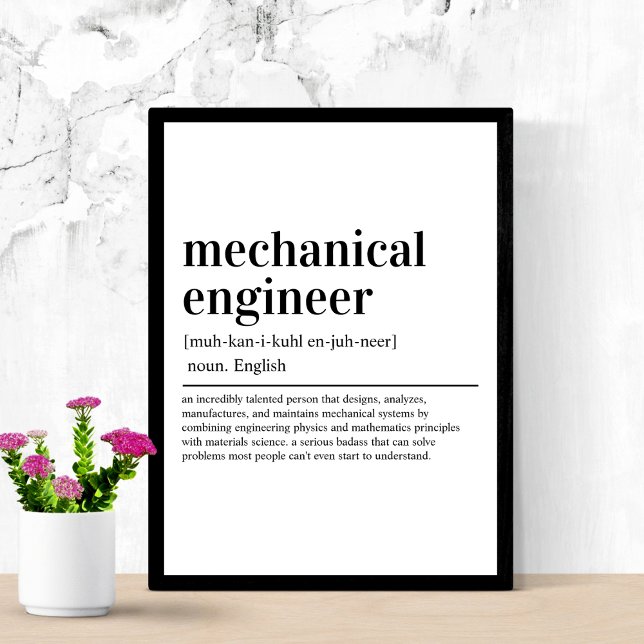 Mechanical Engineer Definition Funny Engineering Poster (Creator Uploaded)