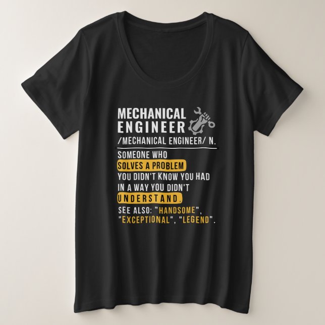 Mechanical Engineer Definition Funny Job Plus Size T-Shirt (Design Front)