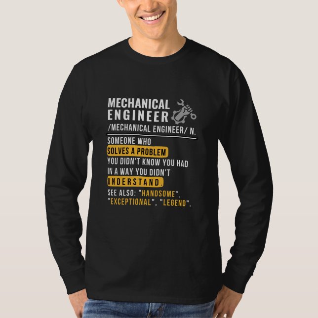 Mechanical Engineer Definition Funny Job T-Shirt (Front)